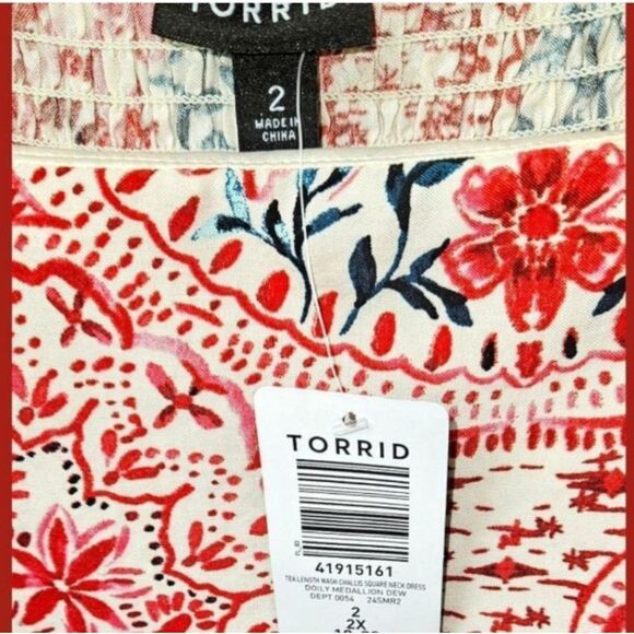 TORRID Plus Size Tea Length Challis Floral Square Neck Tulip Cut Tank Dress 2X - Picture 15 of 16